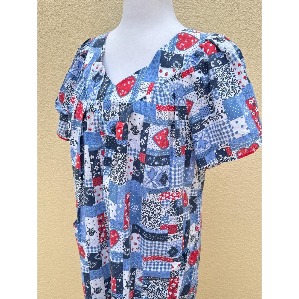 Anthony Richards Patchwork Red White Blue Shift L… - image 4